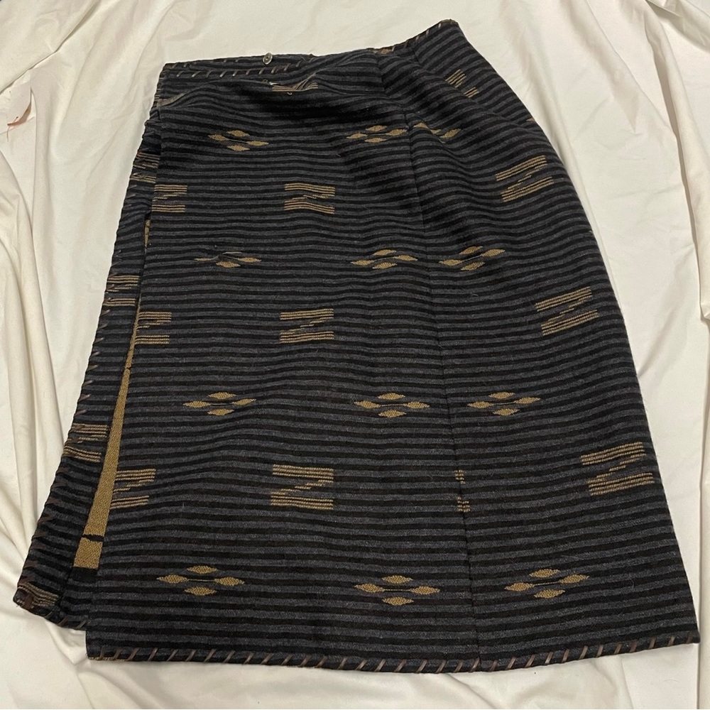 Vintage Ralph Lauren Long Wool Southwestern Wrap Blanket Skirt Size 2 Petite